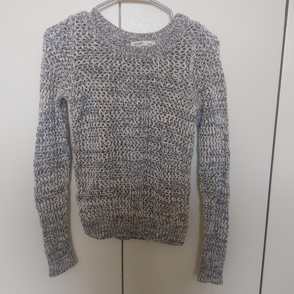 Old Navy Cream and Blue Cotton Knit Sweater Size S Small